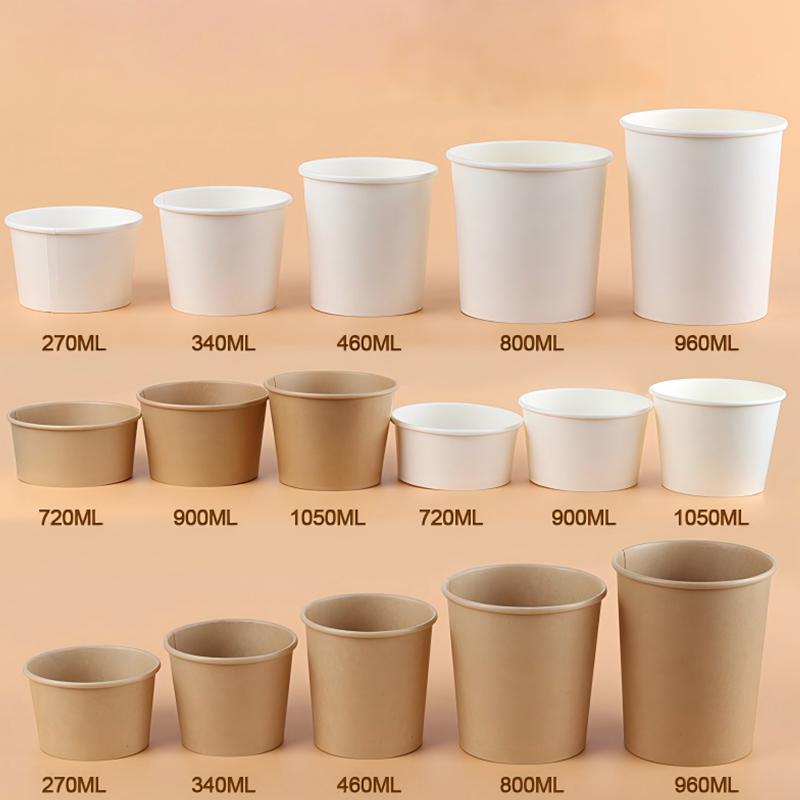 Taza de papel para sopa con tapa