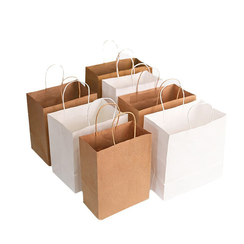 Bolsa de papel para alimentos Kraft con asa